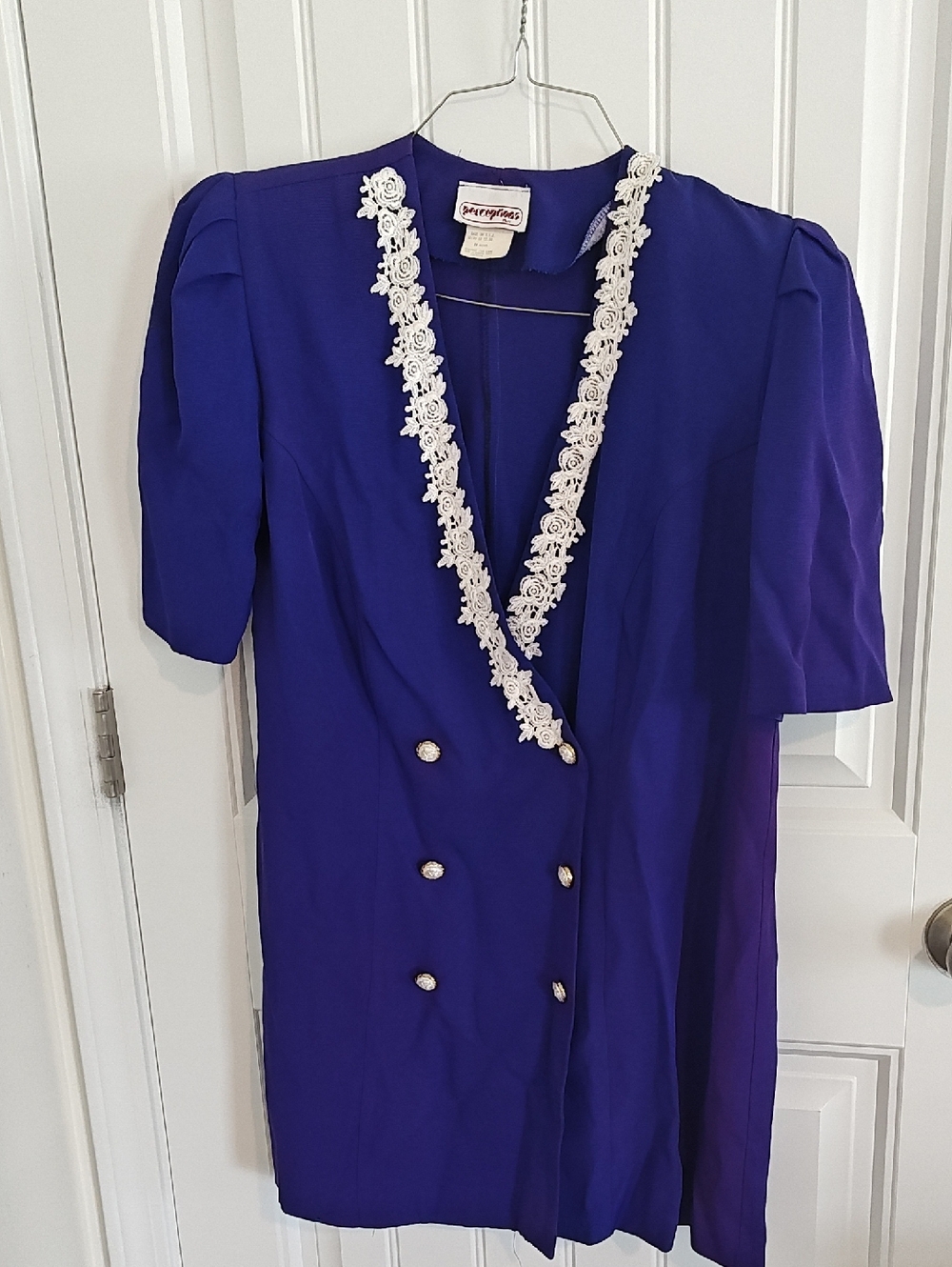 Perceptions Blue/Purple Career Double-Breasted Mini Dress 16W